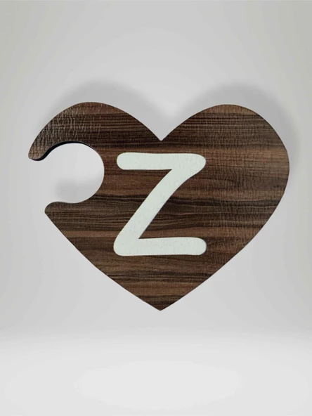 Z Harfi (Sağ Parça) – Ahşap Puzzle Kalp Harf Magnet – Buzdolabı Süsü – İkili Uyumlu (kod:1049) ürün görseli 1