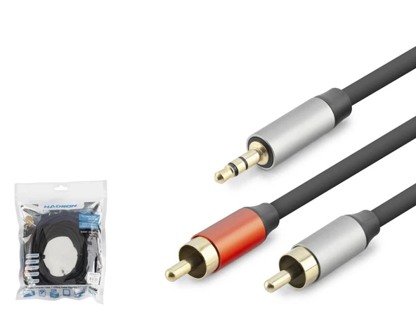 3.5 Mm To 2 Rca Ses Kablosu 10 M - Siyah HDX1076 ürün görseli 1