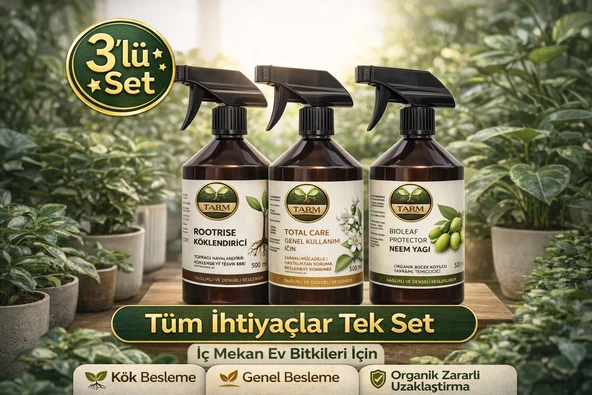 3’lü Bitki Bakım Seti Ev Bitkileri İçin Kök Besleme, Genel Besin ve Neem Yağı (500 ml x3) ürün görseli 1