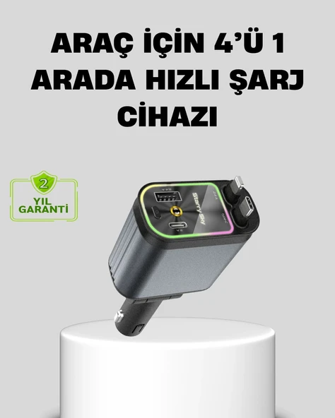 Araç Şarj Cihazı 66w 4 Portlu Hızlı Şarj Ve Led Işıklı ürün görseli 1