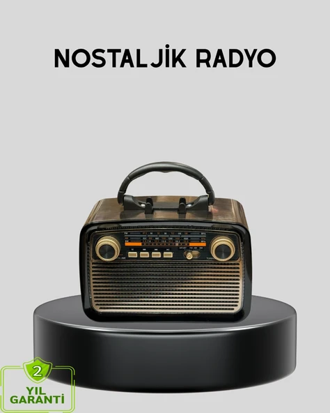 Led li Nostaljik Bluetooth Hoparlör - Vintage Tasarım, Ahşap Doku ürün görseli 1