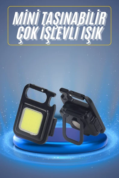 Kamp Çadır Lambası Şarjlı El Feneri Işıldak Anahtarlık Mini Mıknatıslı ürün görseli 1