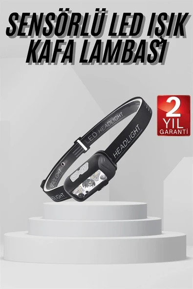 Sensörlü Şarjlı Type-c Şarj Işıklı Kafa Lambası Kamp Lambası - Resim 2