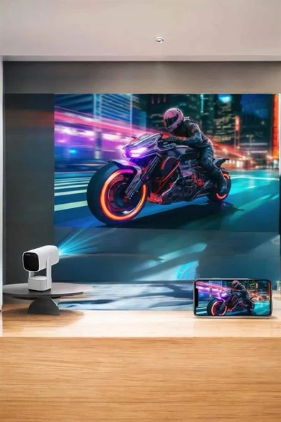 Akıllı Projeksiyon Powerbankli Taşınabilir Sinema Projektörü 4k Hd Kaliteli ürün görseli 1