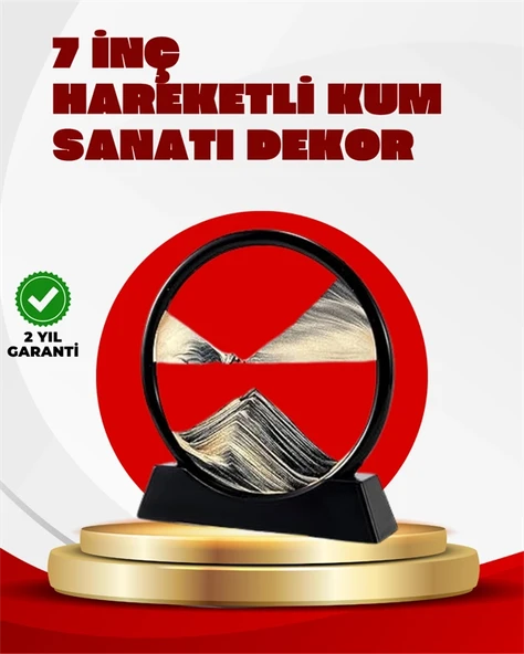 Rahatlatıcı Kum Sanatı - Yuvarlak Cam Çerçeveli Hareketli Kum Resmi, Ofis Ve Ev İçin Etkileşimli Masaüstü Süs ürün görseli 1