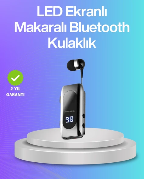 Bluetooth 5.2 Klipsli Kablosuz Kulaklık - Dijital Ekran & Titreşimli Uyarı ürün görseli 1