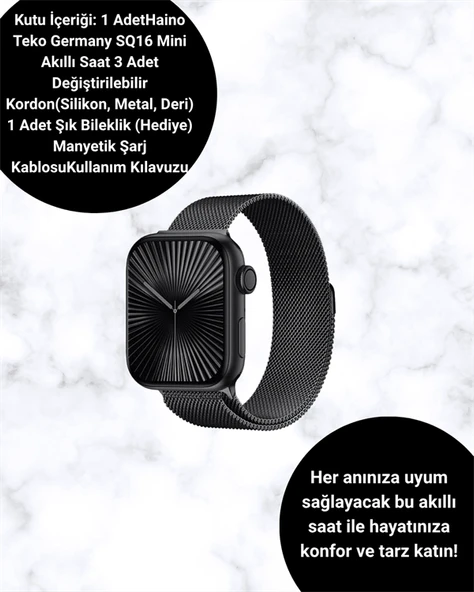 SQ-16 Mini Series 10 Akıllı Saat - 3 Kordon + Hediye Bileklik ürün görseli 1