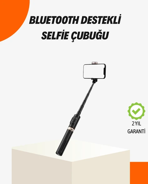 Bluetooth lu Işıklı Selfie Çubuğu - Katlanabilir, 130 Cm ürün görseli 1