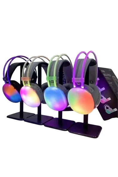 Rgb Işıklı Yüksek Ses Kaliteli Kablosuz Kulak Üstü Bluetooth Kulaklık ürün görseli 1