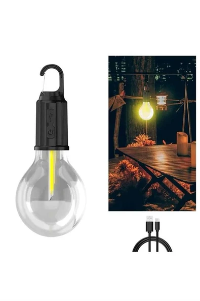 3 Farklı Mod Led'li Şarjlı Asma Kancalı Kamp Lambası Taşınabilir Ampul ürün görseli 1