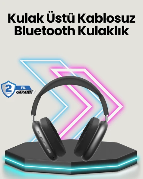Bluetooth V5.0 Kablosuz Kulak Üstü Kulaklık | Katlanabilir, Mikro Usb Girişli ürün görseli 1