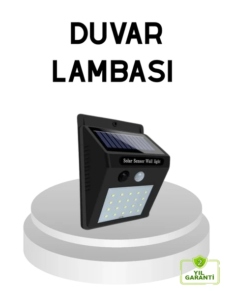 20 Led Güneş Paneli Aydınlatma - Fotoselli Ve Hareket Algılamalı Dış Mekan Duvar Lambası ürün görseli 1