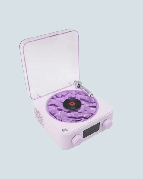 Retro Bluetooth Hoparlör Mor - Resim 5