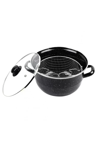 Emaye Kızartma Tenceresi Siyah Kırçıllı 24 Cm Royaleks-69115 ürün görseli 1