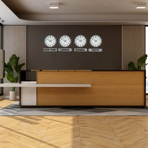 Büro Ev Ofis Dekoru için 4ADET 36CM Gri Modern Tabelalı Küresel Duvar Saati Seti ürün görseli 1