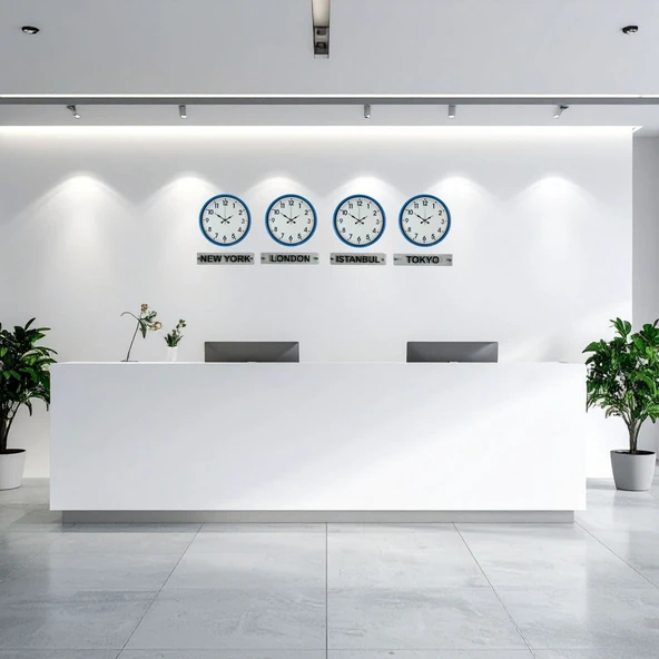Büro Ev Ofis Dekoru için 4ADET 36CM Prime Blue Tabelalı Küresel Duvar Saati Seti ürün görseli 1