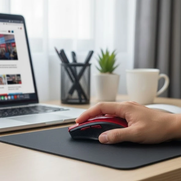Büro Ev Ofis Oyun Bilgisayarı için Kırmızı Kablosuz Parmak Destekli Mouse ürün görseli 1