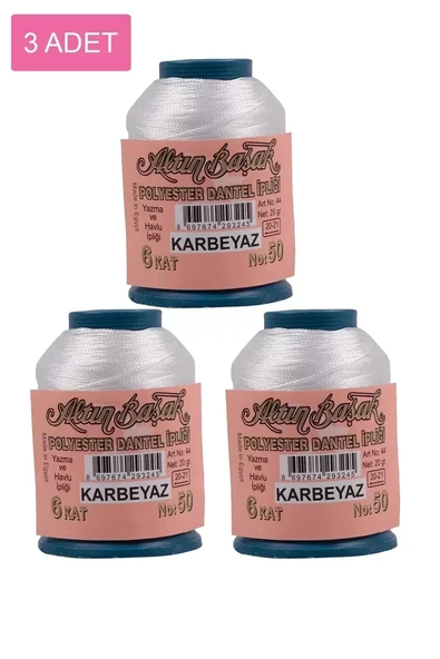 3 Adet Altınbaşak Oya ve Dantel İpi 20 gr - Royaleks - No: K.BEYAZ ürün görseli 1