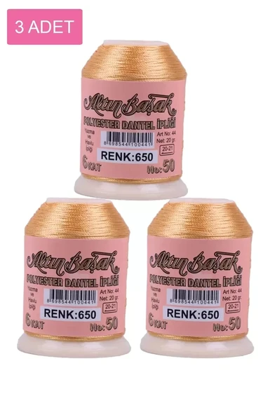 3 Adet Altınbaşak Oya ve Dantel İpi 20 gr - Royaleks - No: 650 ürün görseli 1