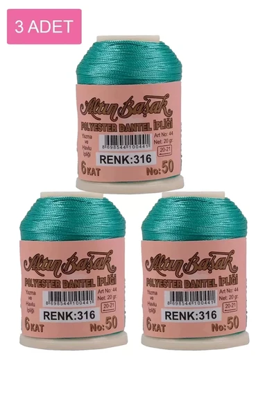 3 Adet Altınbaşak Oya ve Dantel İpi 20 gr - Royaleks - No: 316 ürün görseli 1