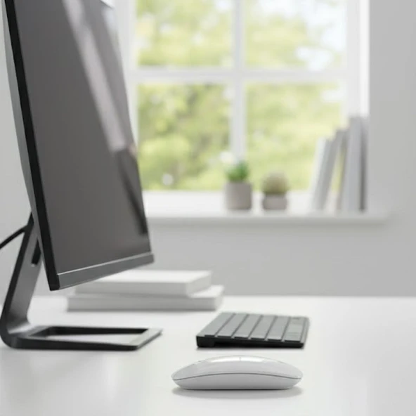 Büro Ev Ofis Oyun Bilgisayarı için Beyaz Kablosuz Sessiz Mouse ürün görseli 1