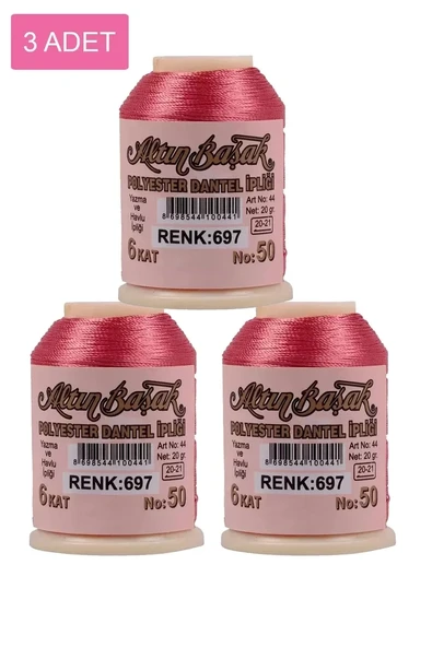 3 Adet Altınbaşak Oya ve Dantel İpi 20 gr - Royaleks - No: 697 ürün görseli 1