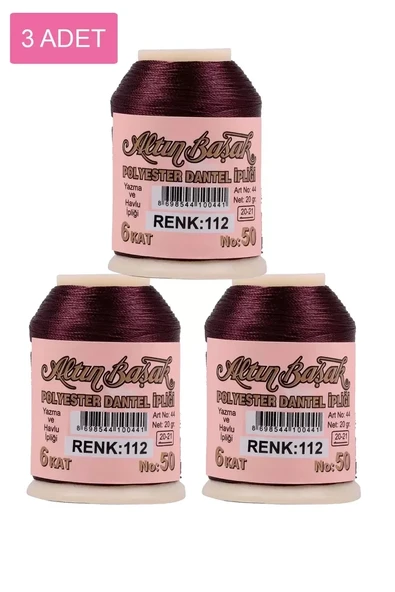 3 Adet Altınbaşak Oya ve Dantel İpi 20 gr - Royaleks - No: 112 ürün görseli 1