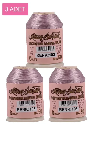 3 Adet Altınbaşak Oya ve Dantel İpi 20 gr - Royaleks - No: 103 ürün görseli 1