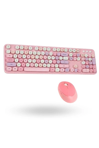 Büro Ev Ofis Bilgisayarı için Sevimli Pembe Combo Klavye Mouse Seti ürün görseli 1