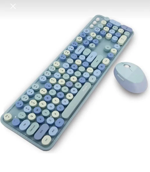 Büro Ev Ofis Bilgisayarı için Mavi Stil Klavye Mouse Set ürün görseli 1