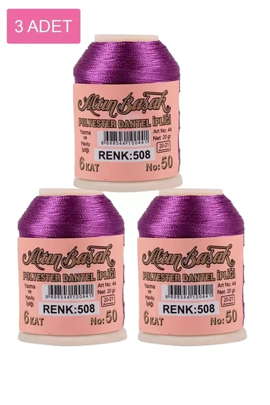3 Adet Altınbaşak Oya ve Dantel İpi 20 gr - Royaleks - No: 508 ürün görseli 1