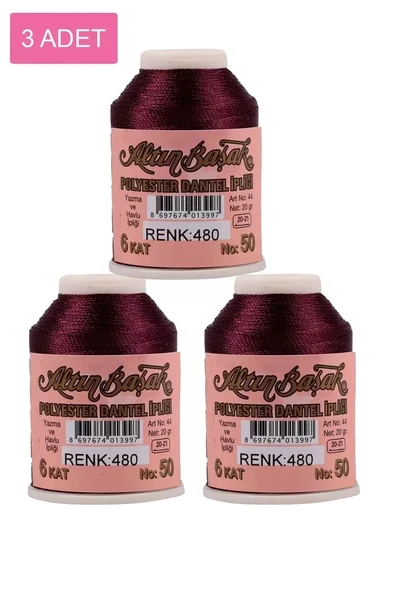 3 Adet Altınbaşak Oya ve Dantel İpi 20 gr - Royaleks - No: 480 ürün görseli 1