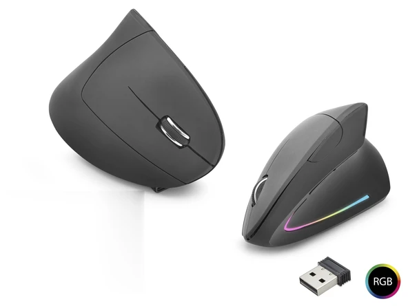 Büro Ev Ofis Bilgisayarı için Siyah 1600DPI RGB 2MOD Dual Sessiz Dikey Gaming Mouse ürün görseli 1