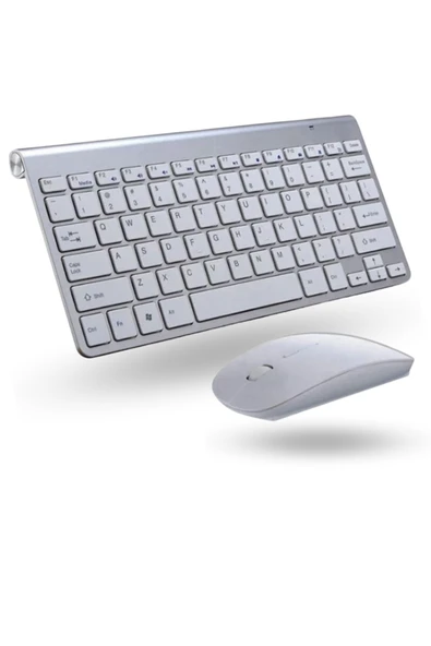 Büro Ev Ofis Bilgisayarı için Gri Wifi Kablosuz Klavye Mouse Seti ürün görseli 1
