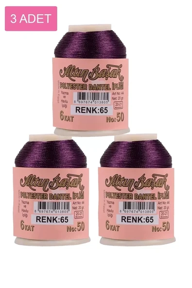 3 Adet Altınbaşak Oya ve Dantel İpi 20 gr - Royaleks - No: 065 ürün görseli 1