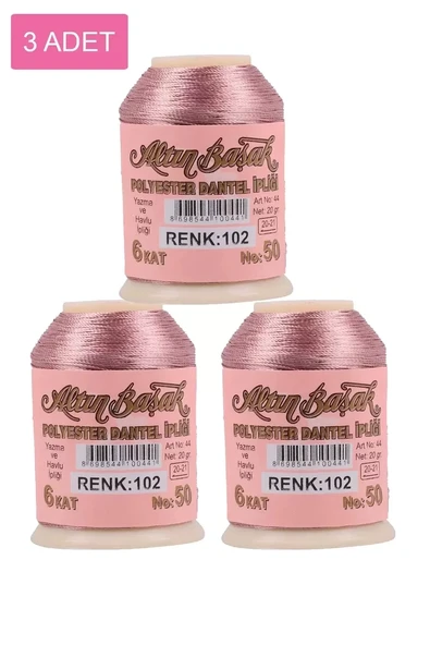 3 Adet Altınbaşak Oya ve Dantel İpi 20 gr - Royaleks - No: 102 ürün görseli 1