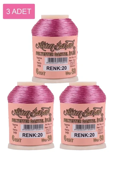 3 Adet Altınbaşak Oya ve Dantel İpi 20 gr - Royaleks - No: 020 ürün görseli 1
