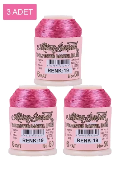 3 Adet Altınbaşak Oya ve Dantel İpi 20 gr - Royaleks - No: 019 ürün görseli 1