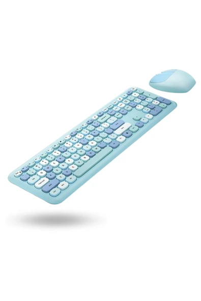 Büro Ev Ofis Bilgisayarı için Sevimli Mavi Klavye Mouse Seti ürün görseli 1