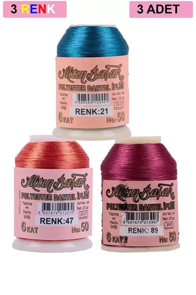 3 Adet Altınbaşak Oya ve Dantel İpi 20 gr - Royaleks - No: 047 - 089 - 021 ürün görseli 1