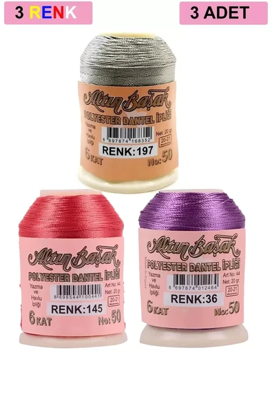 3 Adet Altınbaşak Oya ve Dantel İpi 20 gr - Royaleks - No: 145 - 036 - 197 ürün görseli 1