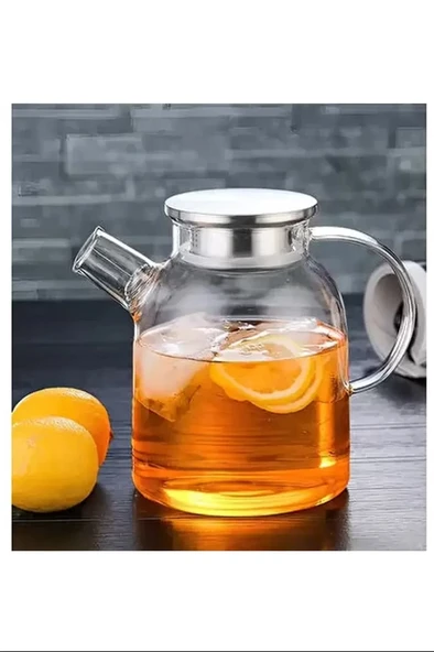 Çelik Kapaklı Borosilikat Uzun Cam Demlik 1800 Ml Royaleks-CM-2003 ürün görseli 1