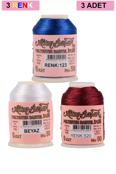 3 Adet Altınbaşak Oya ve Dantel İpi 20 gr - Royaleks - No: BEYAZ - 520 - 123 ürün görseli 1