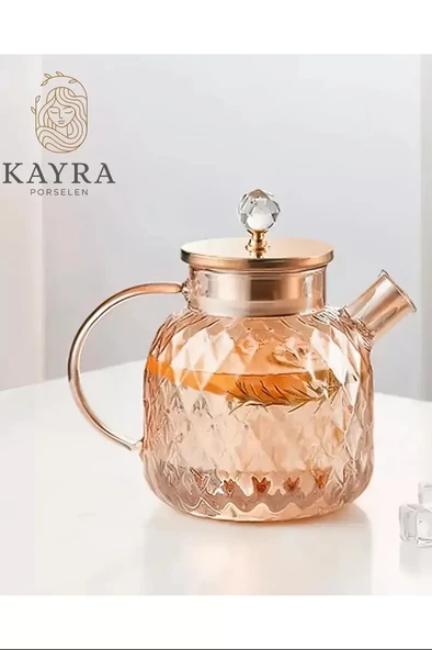 Kabartmalı Borosilikat Cam Demlik 1000ML Royaleks-CM-2006 ürün görseli 1