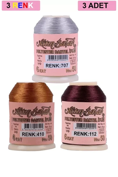 3 Adet Altınbaşak Oya ve Dantel İpi 20 gr - Royaleks - No: 410 - 112 - 707 ürün görseli 1