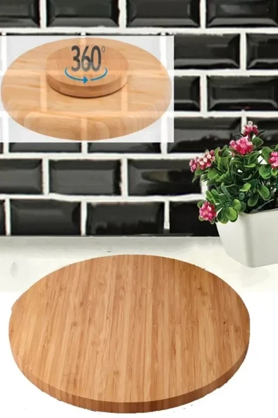 Bambu Döner Standlı 30 cm Lüx Sunum Tabağ 28x28x3,5cm Royaleks-BLS3030DBNR ürün görseli 1