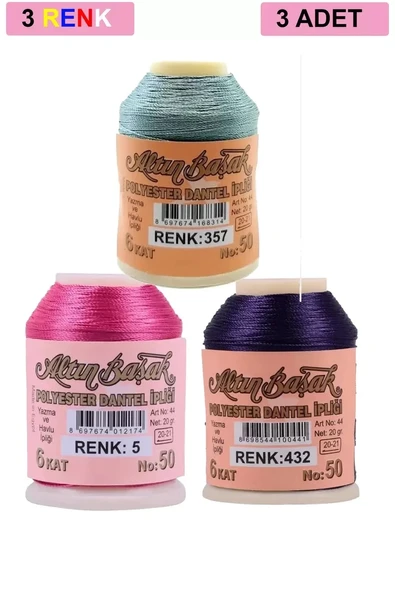 3 Adet Altınbaşak Oya ve Dantel İpi 20 gr - Royaleks - No: 005 - 432 - 357 ürün görseli 1