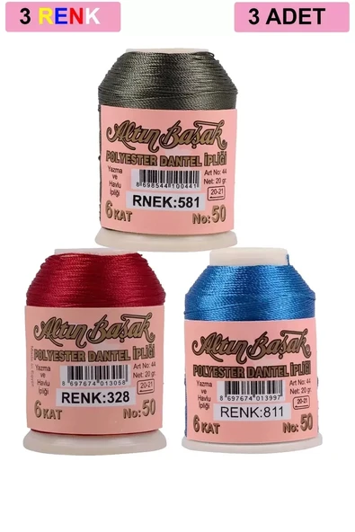 3 Adet Altınbaşak Oya ve Dantel İpi 20 gr - Royaleks - No: 328 - 811 - 581 ürün görseli 1