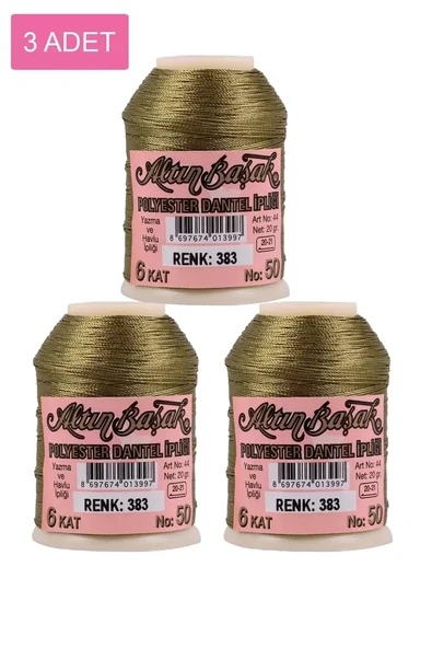 3 Adet Altınbaşak Oya ve Dantel İpi 20 gr - Royaleks - No: 383 ürün görseli 1