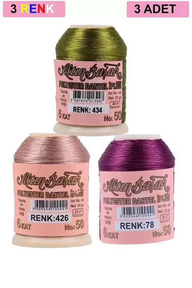 3 Adet Altınbaşak Oya ve Dantel İpi 20 gr - Royaleks - No: 426 - 078 - 434 ürün görseli 1